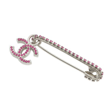 Load image into Gallery viewer, CHANEL CC Logo Rhinestone Brooch Pink/Silver Gold Plated Rhinestone