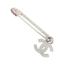 Load image into Gallery viewer, CHANEL CC Logo Rhinestone Brooch Pink/Silver Gold Plated Rhinestone