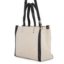 将图像加载到图库查看器中,Valentino Garavani Studded 2WAYTote Bag White/BlackUW2B0H19FWB_EX9 Canvas Leather