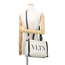 将图像加载到图库查看器中,Valentino Garavani Studded 2WAYTote Bag White/BlackUW2B0H19FWB_EX9 Canvas Leather