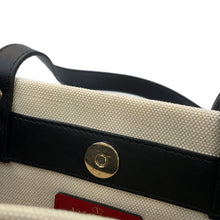 Load image into Gallery viewer, Valentino Garavani Studded 2WAYTote Bag White/BlackUW2B0H19FWB_EX9 Canvas Leather
