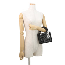 将图像加载到图库查看器中,Dior Cannage Lady Dior 2-Way Handbag BlackM0500PRTC_M911 Satin Bijoux Size Mini
