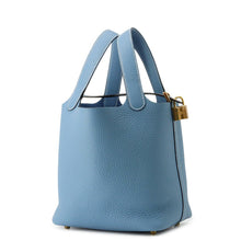 将图像加载到图库查看器中,HERMES Picotin Lock New Blue Jean Taurillon Clemence Size PM
