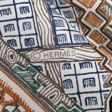 将图像加载到图库查看器中,HERMES Carre SUPER SILK QUEST Size 90 Black/Blue/Beige Silk100%