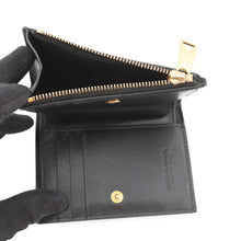 Load image into Gallery viewer, Bottega Veneta Padded Bi-fold Compact Wallet Black Lambskin