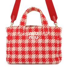 将图像加载到图库查看器中,MIUMIU Terrycloth Check 2-Way Tote Bag Red5BG236 pile