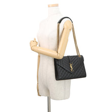 Load image into Gallery viewer, SAINT LAURENT PARIS Envelope Chain Shoulder Back Black600185AACT71000 Lambskin Size Medium
