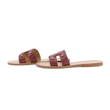 将图像加载到图库查看器中,CELINE Triomphe Mule Sandals Bordeaux/Brown Leather Size 38