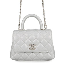 将图像加载到图库查看器中,CHANEL Coco Handle 2WAYHandbag SilverAS2215 Caviar Leather Size XXS