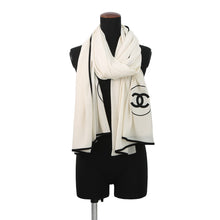 Load image into Gallery viewer, CHANEL CC Logo Stole Ivory/BlackA52032-X01249-C2666 Cashmere70% Silk30%
