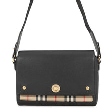 将图像加载到图库查看器中,BURBERRY Nova Check Flap Shoulder Bag Black8021110 Leather Canvas