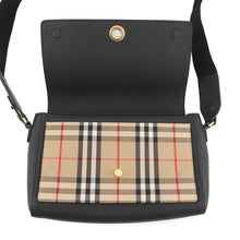 将图像加载到图库查看器中,BURBERRY Nova Check Flap Shoulder Bag Black8021110 Leather Canvas