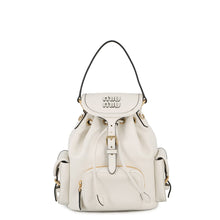 将图像加载到图库查看器中,MIUMIU Logo Backpack White5BZ043 Leather Size Medium