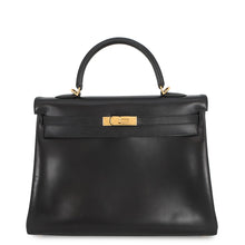 Load image into Gallery viewer, HERMES Kelly Retourne Black Box Calf Leather Size 35