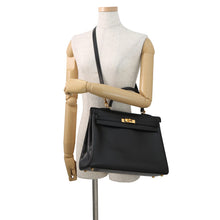 Load image into Gallery viewer, HERMES Kelly Retourne Black Box Calf Leather Size 35
