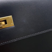 Load image into Gallery viewer, HERMES Kelly Retourne Black Box Calf Leather Size 35