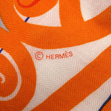 将图像加载到图库查看器中,HERMES Giant Square KAWA ORA Size 140 Orange/Multicolor Cashmere70% Silk30%