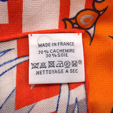 将图像加载到图库查看器中,HERMES Giant Square KAWA ORA Size 140 Orange/Multicolor Cashmere70% Silk30%