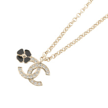 将图像加载到图库查看器中,CHANEL CC Logo Clover Necklace Gold/BlackABF387 Metal Rhinestone