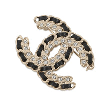 将图像加载到图库查看器中,CHANEL CC Logo BroochAB2971-B01952-N5746 Metal Leather Rhinestone
