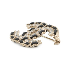 将图像加载到图库查看器中,CHANEL CC Logo BroochAB2971-B01952-N5746 Metal Leather Rhinestone