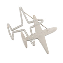 将图像加载到图库查看器中,CHANEL Airplane motif Brooch Silver Metal Rhinestone