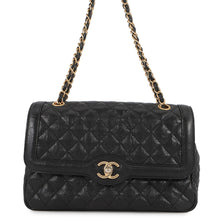 Load image into Gallery viewer, CHANEL Matelasse Single Flap W Chain Shoulder Bag Black Soft Caviar Leather