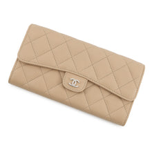 将图像加载到图库查看器中,CHANEL Matelasse Classic Long Flap Wallet BeigeA80758 Lambskin