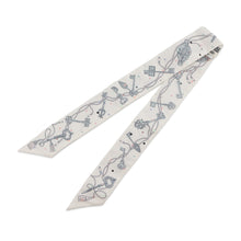 Load image into Gallery viewer, HERMES HERMES Scarf Twilly Les Cles a Pois HERMES Silk Twill Spring/Summer 2022 Blanc/Gris Acier/Multicolor Silk100%