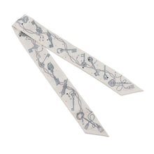 Load image into Gallery viewer, HERMES HERMES Scarf Twilly Les Cles a Pois HERMES Silk Twill Spring/Summer 2022 Blanc/Gris Acier/Multicolor Silk100%