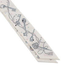 Load image into Gallery viewer, HERMES HERMES Scarf Twilly Les Cles a Pois HERMES Silk Twill Spring/Summer 2022 Blanc/Gris Acier/Multicolor Silk100%