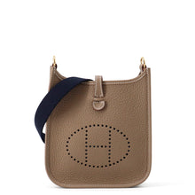 Load image into Gallery viewer, HERMES Evelyne Amazon Long Etoupe/Blue Indigo Taurillon Clemence Size TPM