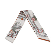 将图像加载到图库查看器中,HERMES Twilly Brides de Gala en Fleurs & Eyeliner Spring/Summer 2025 White/Gray/Cuir Silk100%