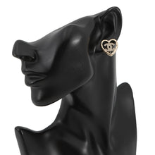 将图像加载到图库查看器中,CHANEL CC Logo Heart Earrings Champagne Gold Gold Plated Rhinestone