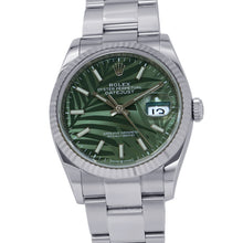 Load image into Gallery viewer, ROLEX Datejust W36mm Stainless Steel K18WG Olive Green Palm Motif Dial126234