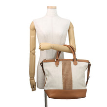 Load image into Gallery viewer, Delvaux Every D 2-way Tote Bag Beige/Brown Canvas Leather
