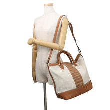 Load image into Gallery viewer, Delvaux Every D 2-way Tote Bag Beige/Brown Canvas Leather