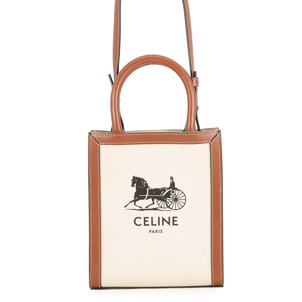 CELINE Mini Vertical Cover 2-Way Bag Ivory/Brown193302DCI.02NT