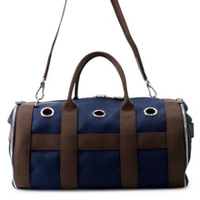 Load image into Gallery viewer, HERMES Dog carrier bag Navy/Brown Canvas