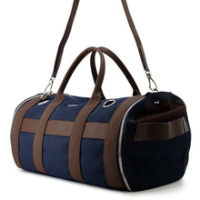Load image into Gallery viewer, HERMES Dog carrier bag Navy/Brown Canvas