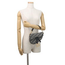 Load image into Gallery viewer, Dior Oblique Saddlebag Navy/BeigeM0456CTZQ Canvas Leather Size Mini