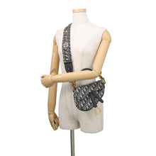 Load image into Gallery viewer, Dior Oblique Saddlebag Navy/BeigeM0456CTZQ Canvas Leather Size Mini