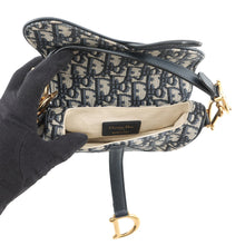Load image into Gallery viewer, Dior Oblique Saddlebag Navy/BeigeM0456CTZQ Canvas Leather Size Mini