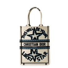 将图像加载到图库查看器中,Dior vertical book tote White/Blue/Black Canvas