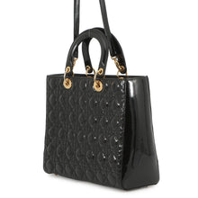 Load image into Gallery viewer, Dior Lady Dior 2way Bag Black Patent Leather Size Large