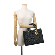 Load image into Gallery viewer, Dior Lady Dior 2way Bag Black Patent Leather Size Large