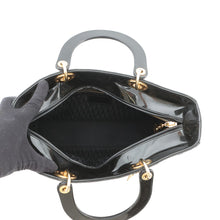 Load image into Gallery viewer, Dior Lady Dior 2way Bag Black Patent Leather Size Large