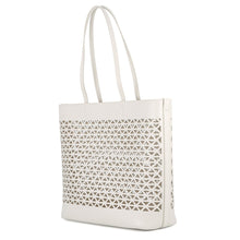 Load image into Gallery viewer, PRADA Perforated Triangle Logo Tote Bag White1BG503 Leather