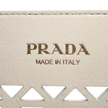 Load image into Gallery viewer, PRADA Perforated Triangle Logo Tote Bag White1BG503 Leather