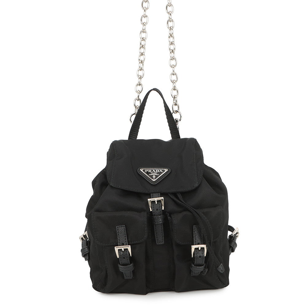 chain mini backpack Prada Nylon Mini Backpack, Women, Black